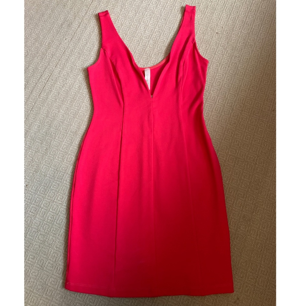 Hot red body con dress
